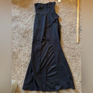 Lulus Black Strapless Formal Gown – Size Small – High-Low Overlay